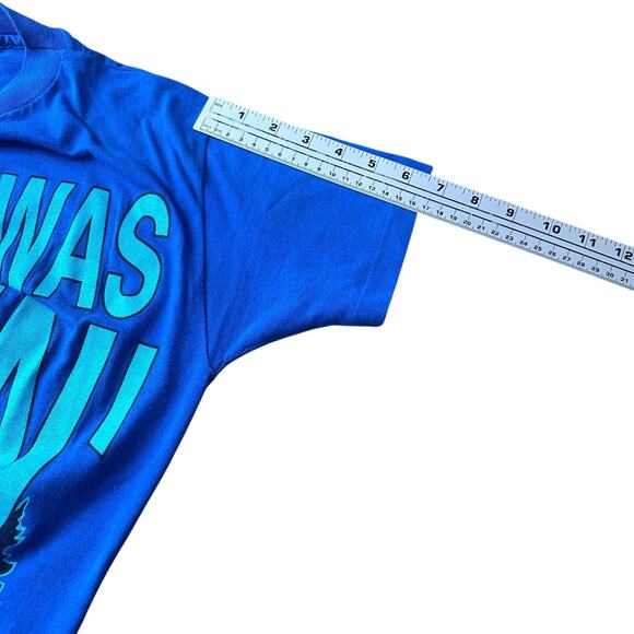 Vintage Garfield Wishin' I Was Fishing T-Shirt Men’s Medium Blue 70s USA Graphic - Picture 10 of 12